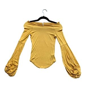 Free People | Puff Sleeve Yellow Top | XS